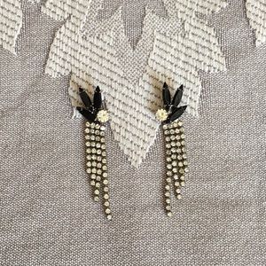 ❤️Vintage Black&White Rhinestone Cocktail Earrings